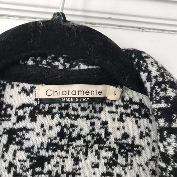 Chiaramente Black White Wool Blend Cardigan Coat - Picture 2 of 5